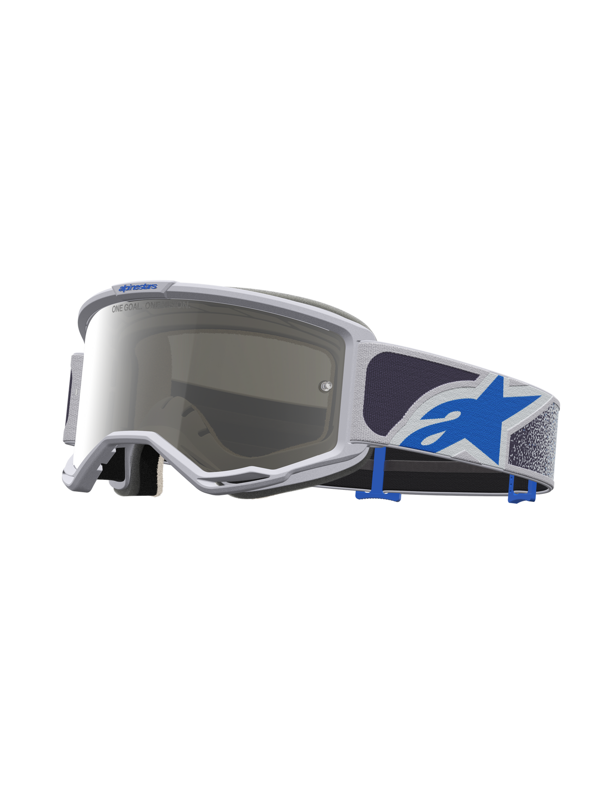 Alpinestars Vision 5 Drag Goggles, Motocross Goggles, Light Lilac and Blue, Mirror Silver Lens, A-FLEX Frame.
