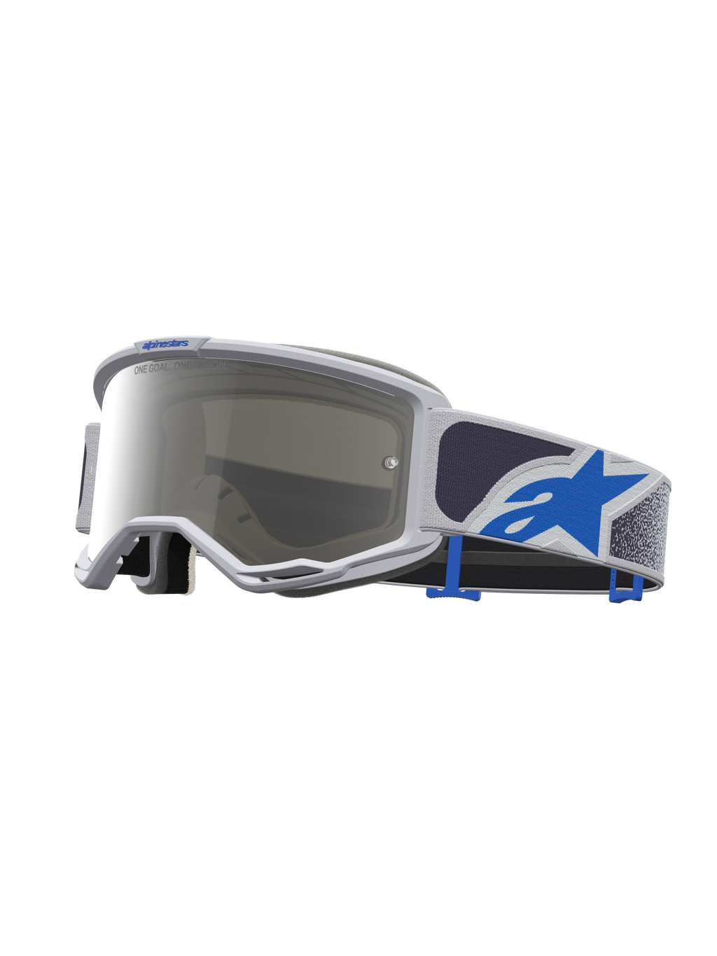 Alpinestars Vision 5 Drag Goggles, Motocross Goggles, Light Lilac and Blue, Mirror Silver Lens, A-FLEX Frame.