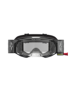Alpinestars Vision 8 Amber Roll Off Motocross Goggles, Black and Silver frame, integrated roll-off system and clear lens.