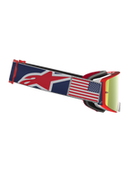 Alpinestars Limited Edition Supertech Fiftyfold Motocross Goggles, Blue and Red with Mirror Red lens and USA flag patch.