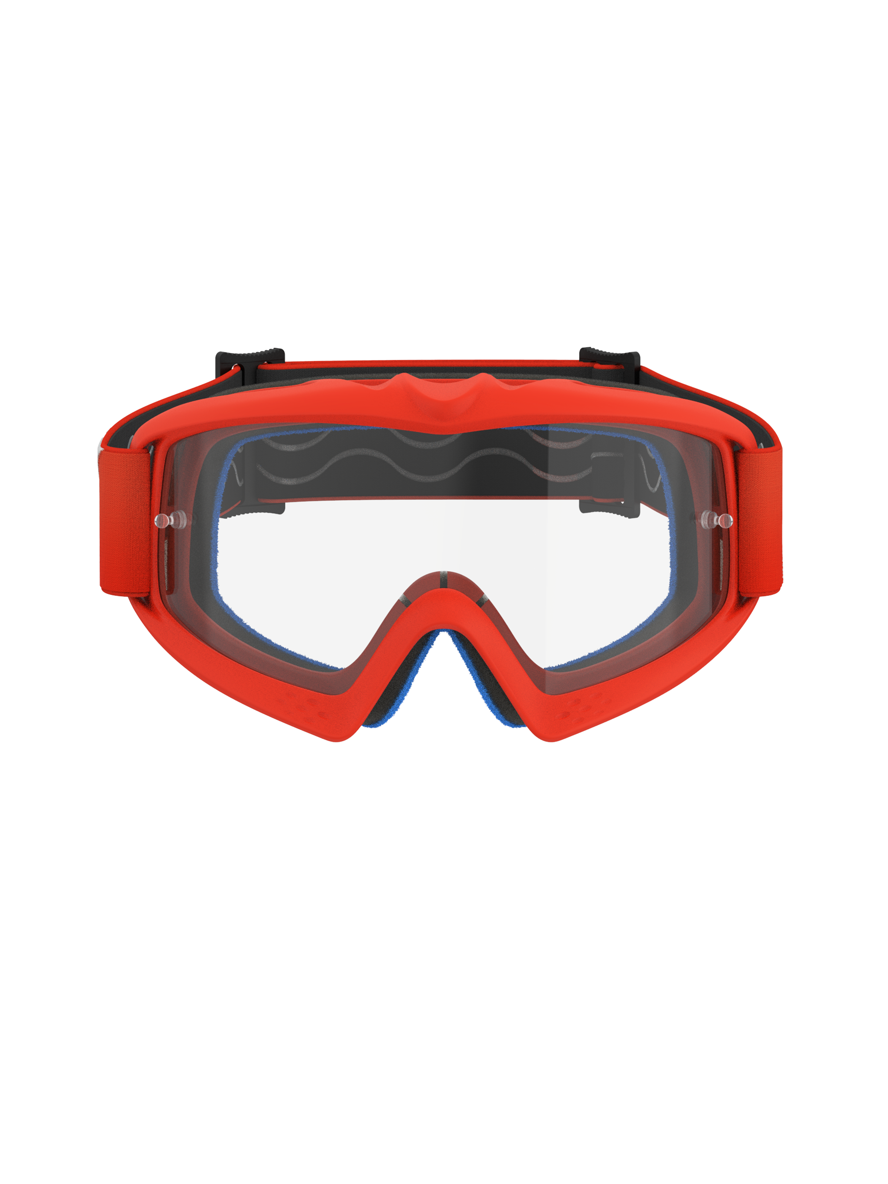 Alpinestars Vision Youth Corp Goggles, Motocross Goggles, Orange with Clear Lens, bright orange frame and matching strap, blue face foam visible inside, clear anti-fog lens with tear-off posts, designed for youth riders, high-performance off-road racing eyewear