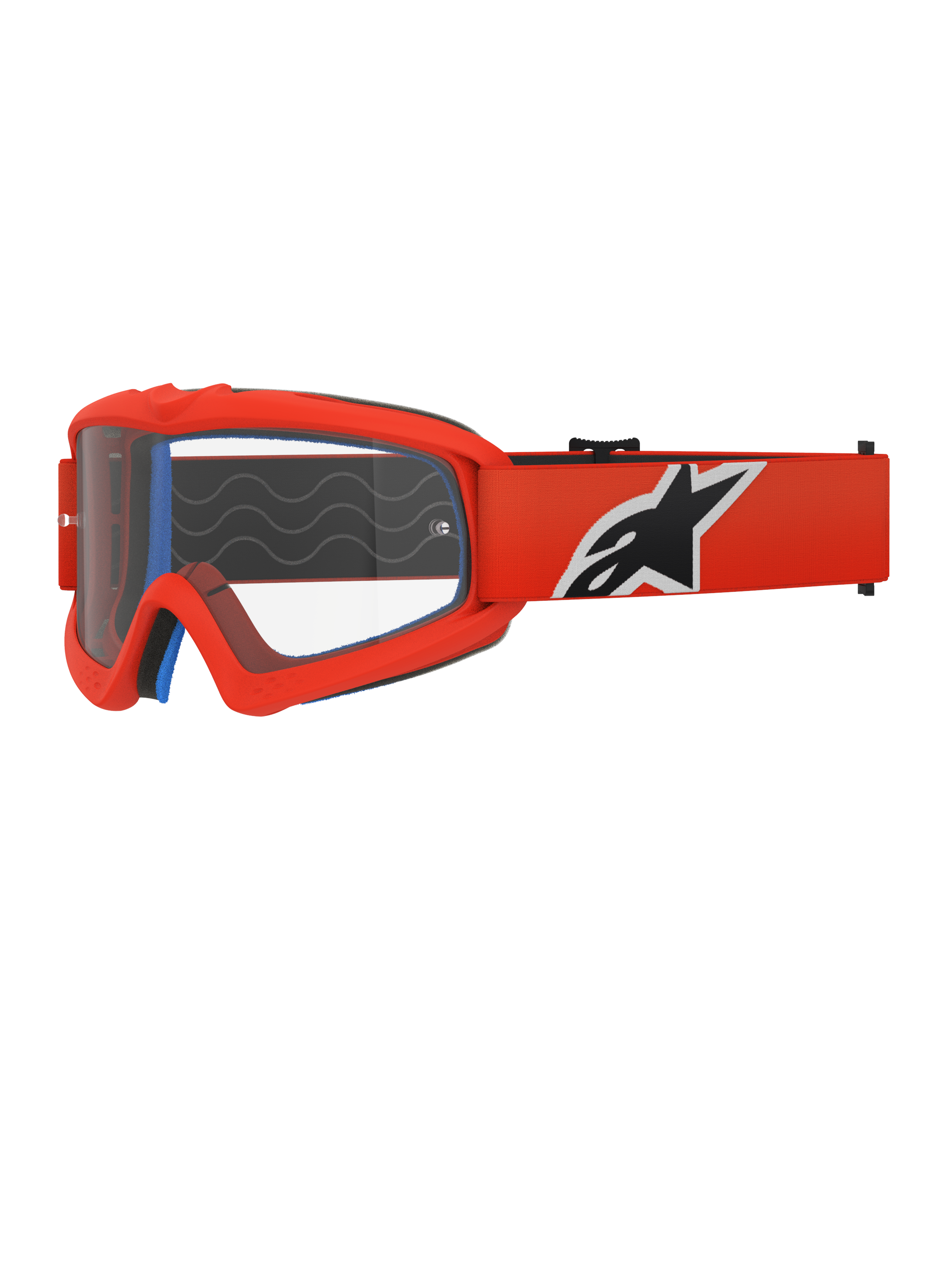 Alpinestars Vision Youth Corp Goggles, Motocross Goggles, Orange and Clear, featuring an orange frame and wide strap with a bold black and white logo, clear anti-fog lens, designed for youth riders and off-road racing.