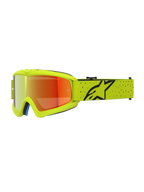 Alpinestars Vision Youth Vesta Goggles for youth motocross, with a Yellow Fluo frame, red mirrored lens, and black logo.