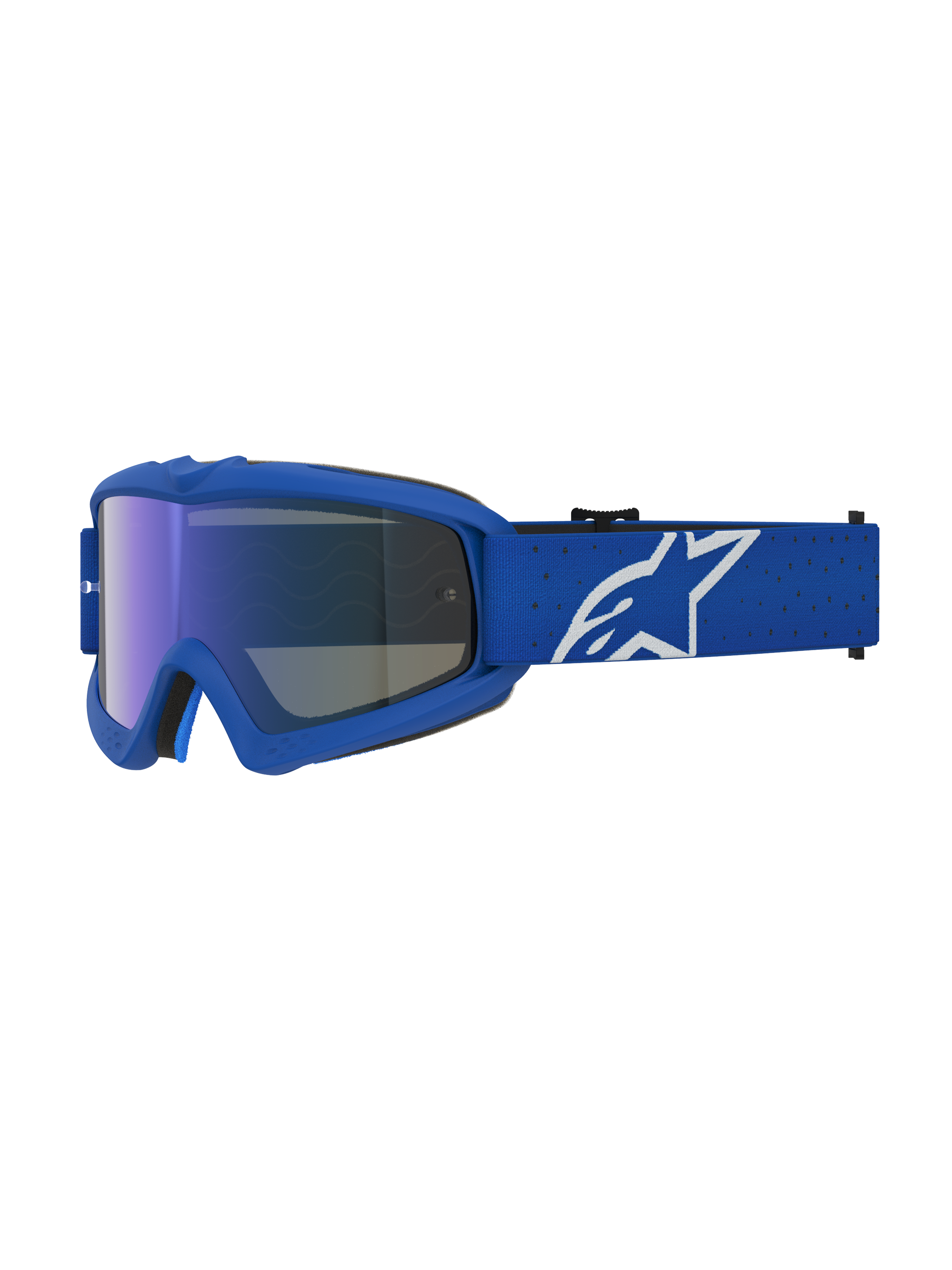 Alpinestars Vision Youth Vesta Goggles, Motocross Racing Eyewear, Youth, Blue and White, Anti-Fog Mirror Blue Polycarbonate Lens, Flexible Frame.