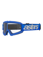 Alpinestars Vision Youth Blaze Goggles, Motocross and Off-Road Goggles, Blue frame and strap with white astars logo, clear polycarbonate lens, youth-specific fit for smaller helmets, durable protective eyewear for racing