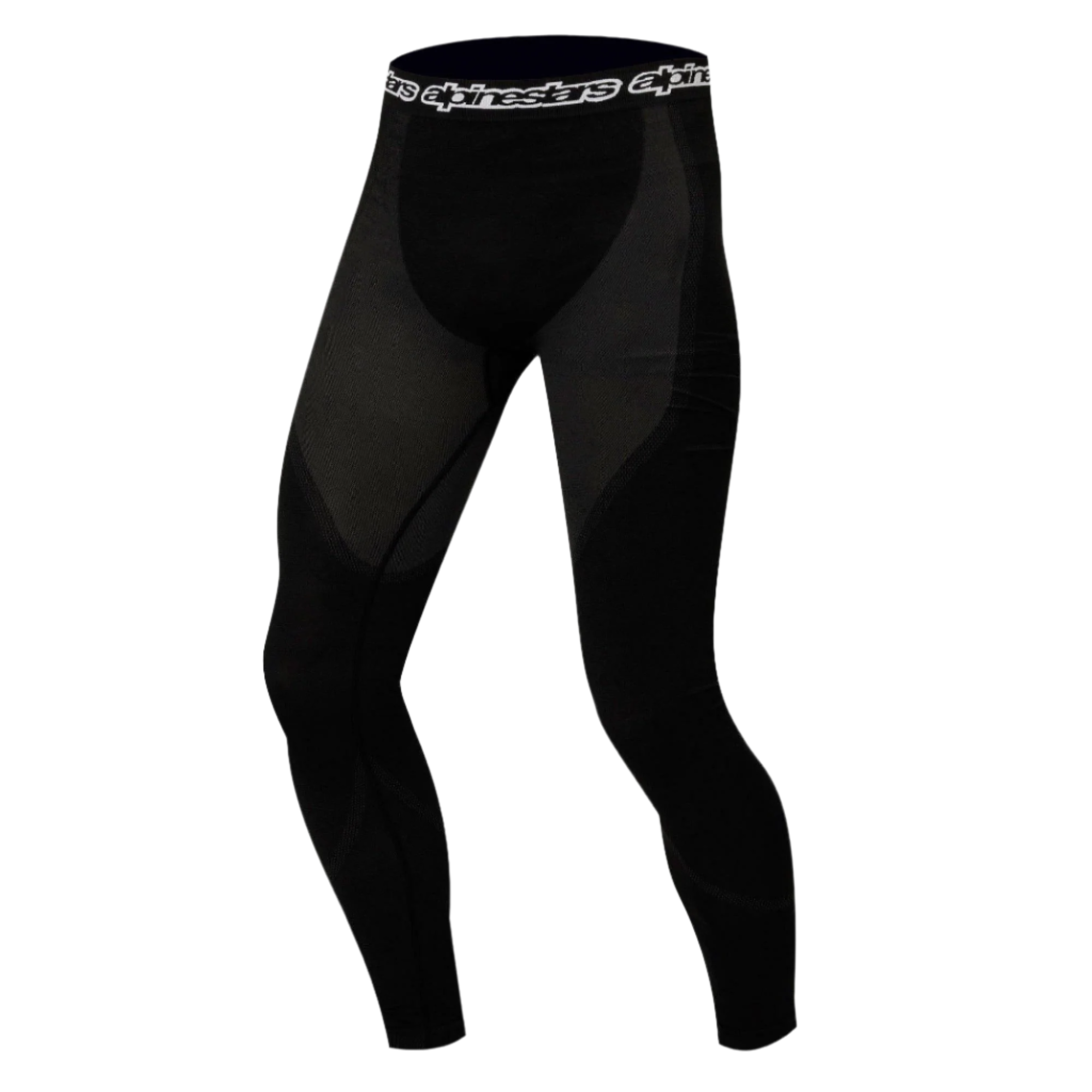 Alpinestars KX Bottom, Technical Base Layer Pants, Black, featuring contoured moisture-wicking panels and a branded elastic waistband, designed for performance under racing suits.