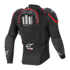 Tech-Air Off-Road System, rear view, black and red mesh protective jacket with back protector and dual gas inflators.