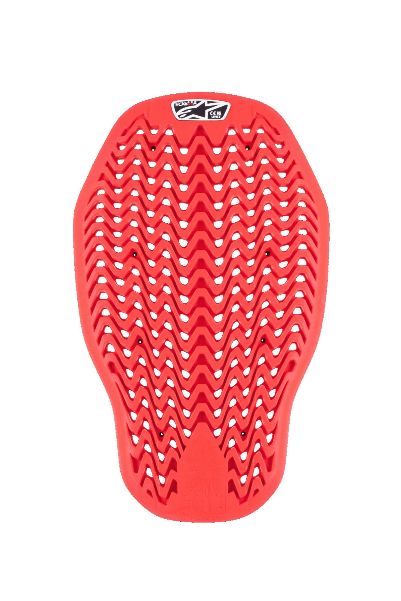 Alpinestars Nucleon Plasma Back Protector Insert, Motorcycle Back Protector, Red, flexible zigzag mesh design with ventilation holes, CE Level 2 certified impact protection, ergonomic insert for riding jackets