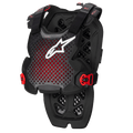 Alpinestars A-1 Pro Chest Protector, Anthracite Black and Red, perforated breathable design with white logo, adjustable straps with red buckles, hexagonal ventilation pattern, lightweight protective armor for motocross and off-road riding