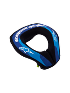 Alpinestars Youth Sequence Neck Roll, Blue and White kids motocross neck protector featuring ergonomic double-density foam.