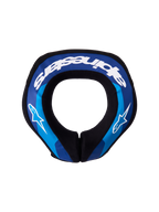 Alpinestars Youth Sequence Neck Roll, blue and white motocross neck protector with double-density core for junior riders.