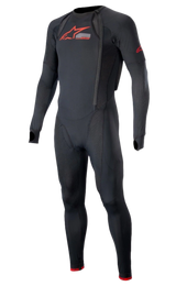 Alpinestars Tech-Air 10 Race System Long Tech Layer, Racing Undersuit, Men's, Black and Bright Red, breathable mesh panels.