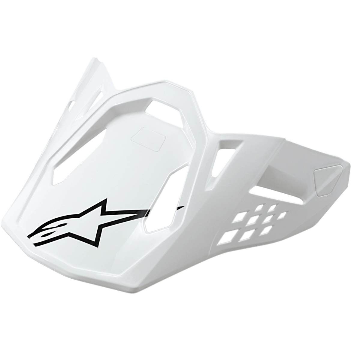 Alpinestars Supertech M10/M8 Visor, Motorcycle Helmet Visor, White Glossy with Black Star Logo, Angular Design with Ventilation Cut-outs, Aerodynamic Construction