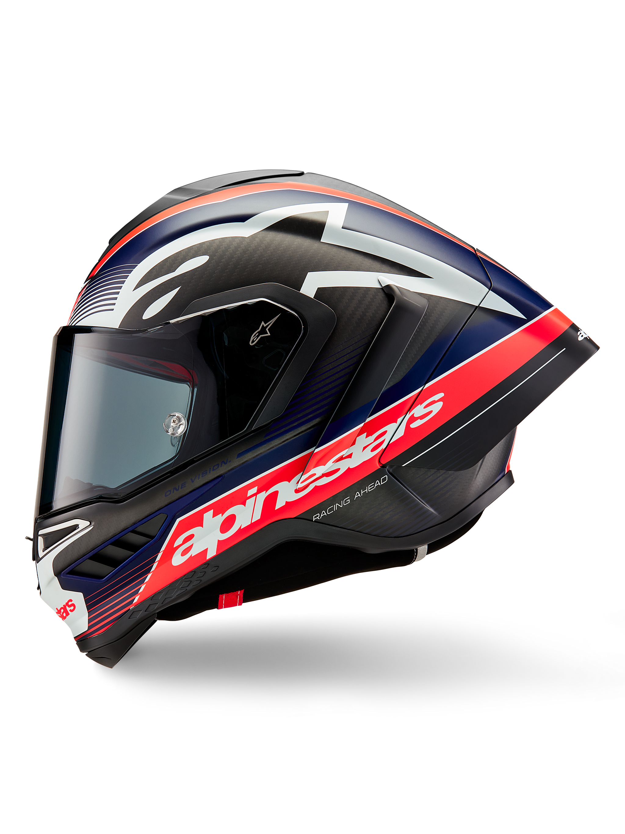 cool rally stripe motorcycle helmet XS / Black Carb Red Fluo D Blu Matt