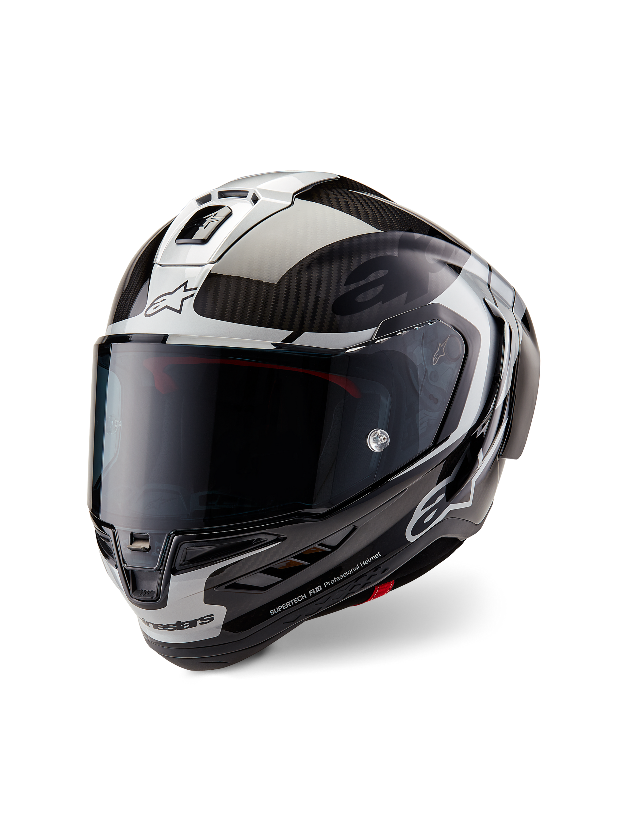 black motorcycle and silver helmet XS / Black Carb Silver Black Glossy
