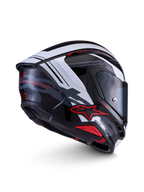 Alpinestars S-R7 A-Core Helmet, full face motorcycle racing helmet, Black White and Red Glossy, ECE 22.06 certified carbon composite construction with advanced aerodynamics