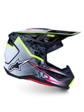 Alpinestars S-M7 Blaster Motocross Helmet, Black and Gray with Yellow Fluo and Pink, ECE 22.06 certified.