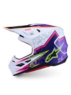 Alpinestars S-M7 Blaster Helmet ECE06, purple and pink motocross helmet, composite shell construction, ECE 22.06 certified.