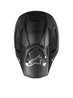 Alpinestars Supertech M10 Fame Motocross Helmet, top view in Black Carbon Matte and Glossy 3K carbon fiber construction.