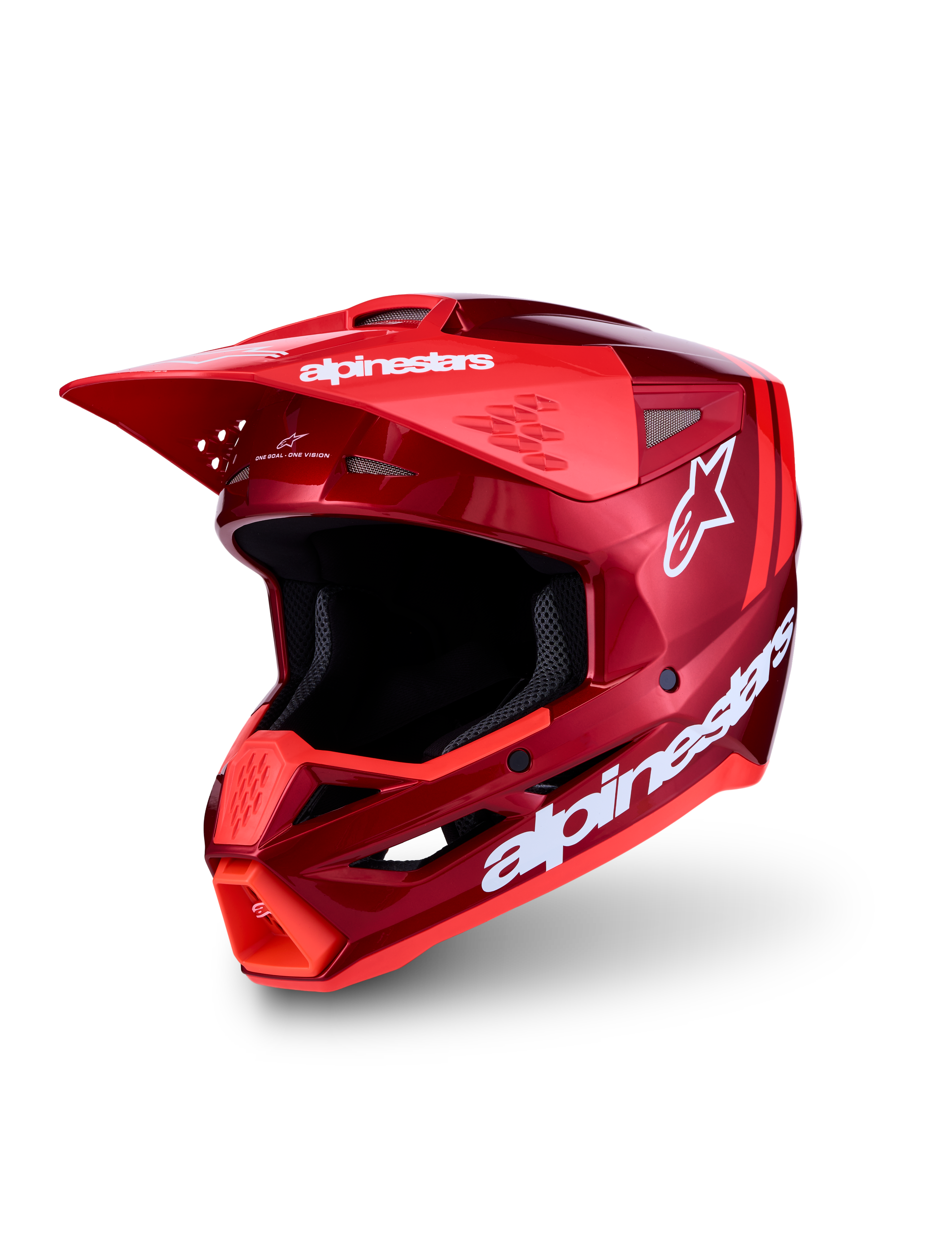 Alpinestars SM3 Radium Helmet ECE06, Red and White Motocross Racing Helmet, ECE 2206 certified thermo-injected shell.