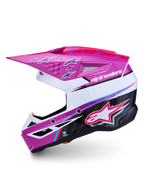 Alpinestars SM3 Falcon Helmet ECE06, purple and white glossy motocross helmet with advanced protection and ventilation.