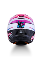 Alpinestars SM3 Falcon Helmet ECE06, purple and white motocross helmet with a boxing crow graphic on the rear.
