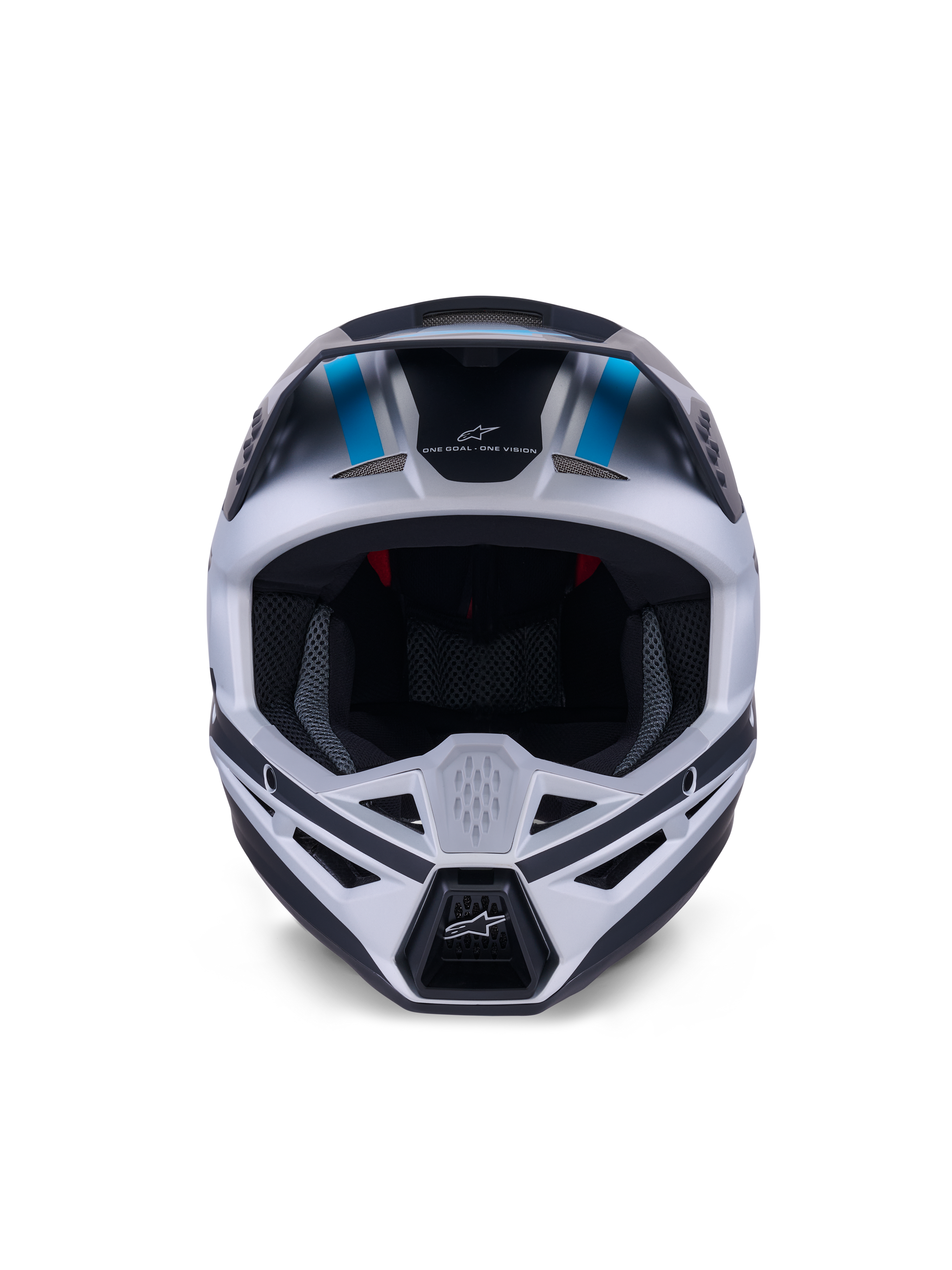 blue and silver motorcycle helmet L / Silver Blue Black Matt