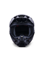 Alpinestars S-M7 Solid Helmet ECE 22.06, Motocross Helmet, Black Glossy, front view highlighting the aerodynamic composite shell, ventilation ports on the chin bar, and internal mesh padding, sleek finish for off-road racing