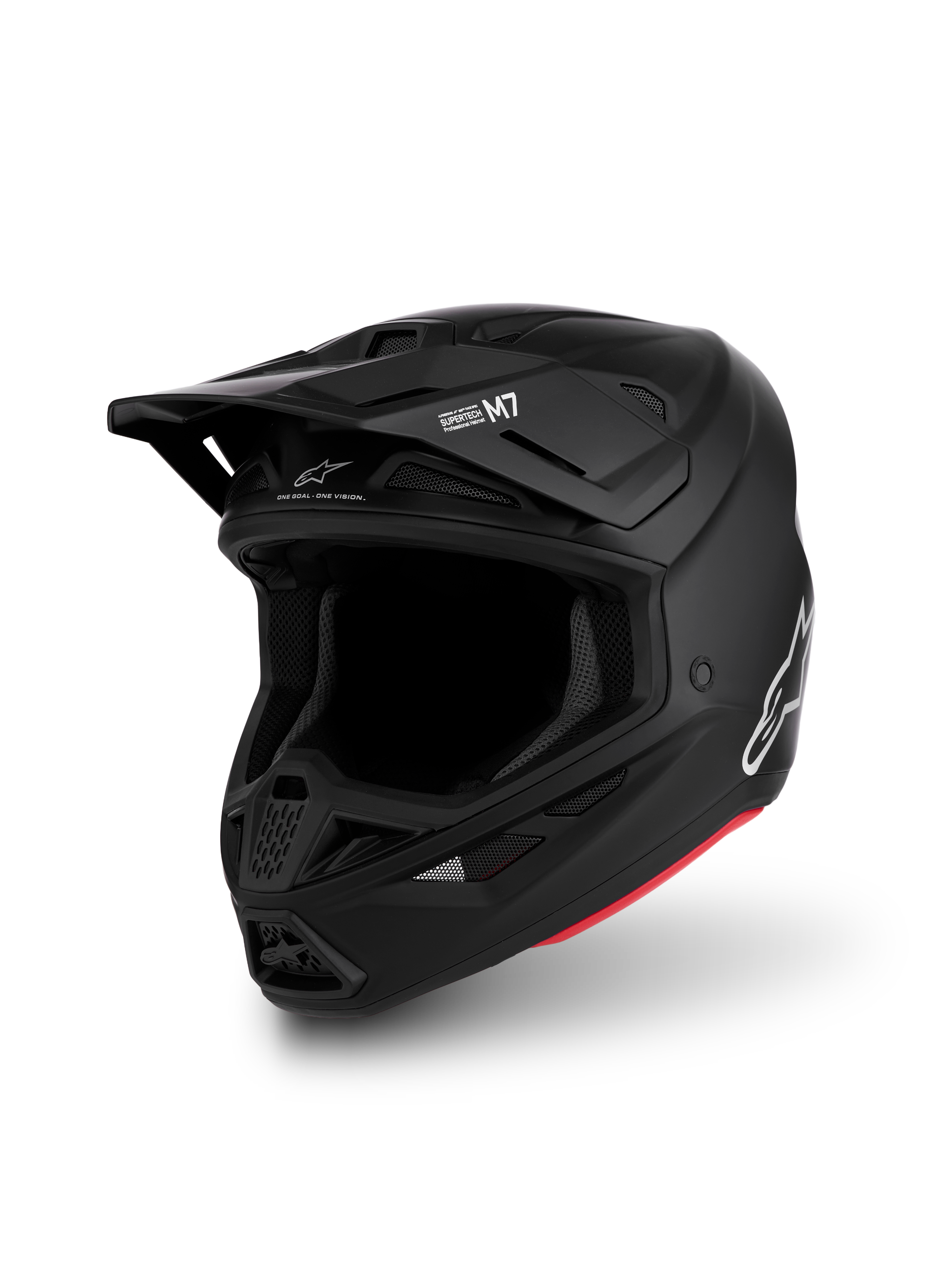 Alpinestars S-M7 Solid Helmet ECE06, Matte Black motocross helmet with an aerodynamic shell, ECE 22.06 certified.