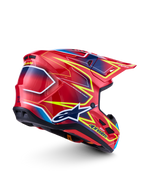 Alpinestars S-M7 Cast Helmet ECE06, Red and Yellow Fluo motocross racing helmet with glossy finish and ECE 22.06 certification.