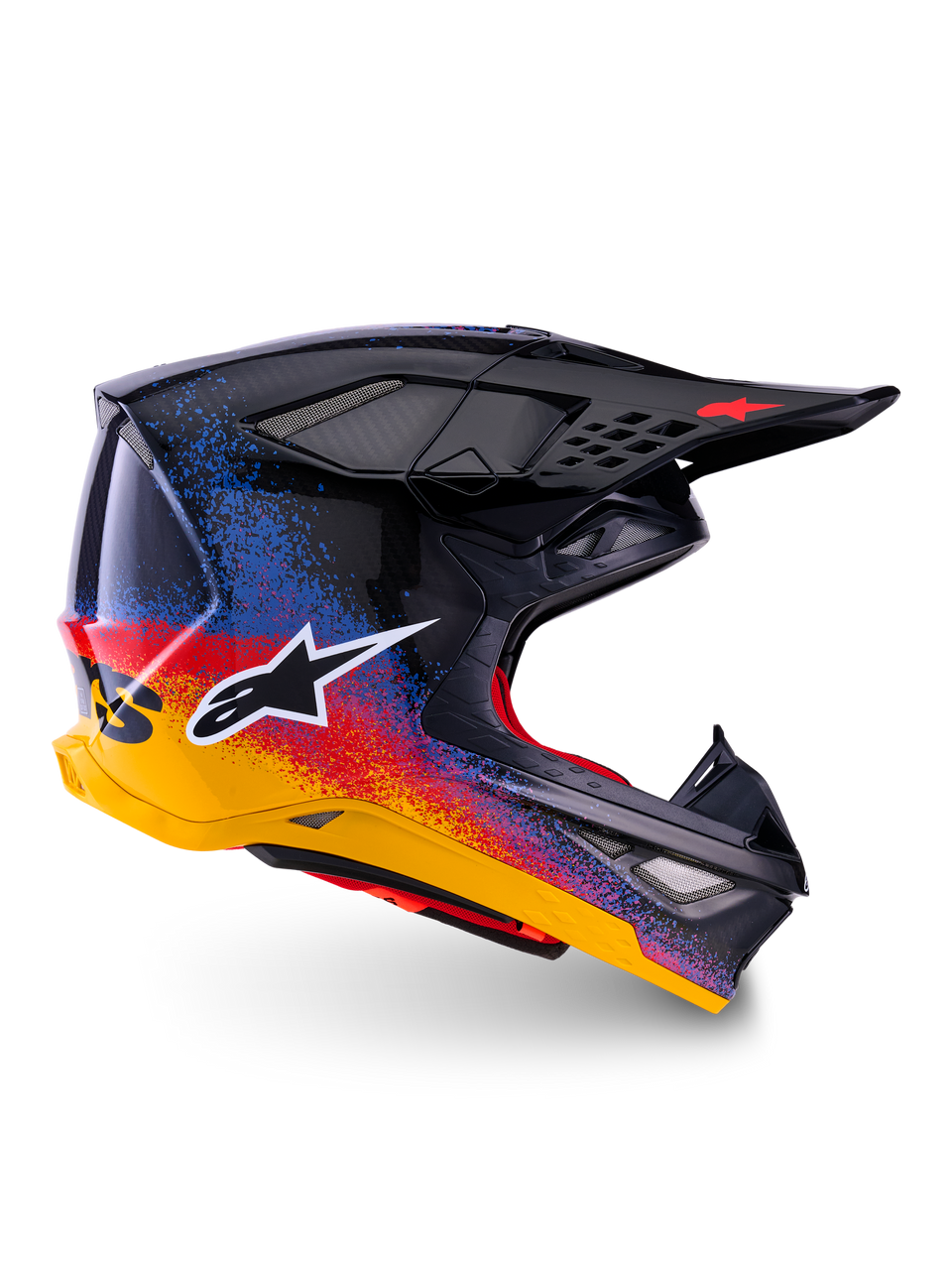 ```json
{
  "alt_text": "Alpinestars Supertech S-M10 Black Hole Helmet, Motorcycle Racing Helmet, Black, ECE R22.06 Certified, advanced carbon fiber shell construction"
}
```
