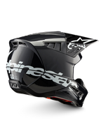 Alpinestars S-M5 Corp Helmet ECE 22.06, Dark Gray Glossy and white motocross racing helmet, ECE certified for off-road performance.