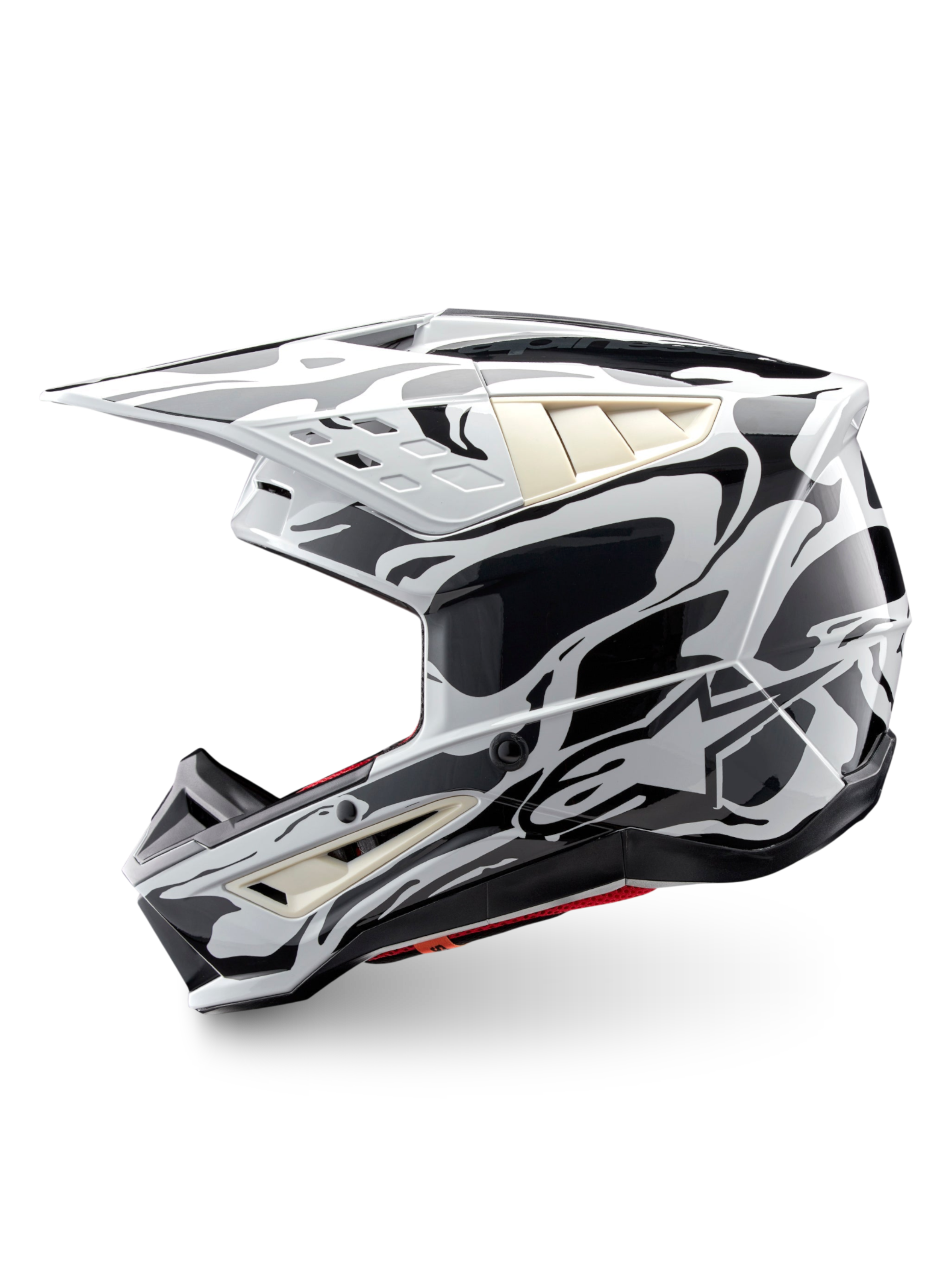 Alpinestars S-M5 Mineral Helmet, off-road motocross helmet in Cool Gray and Dark Gray Glossy, ECE 22.06 certified.
