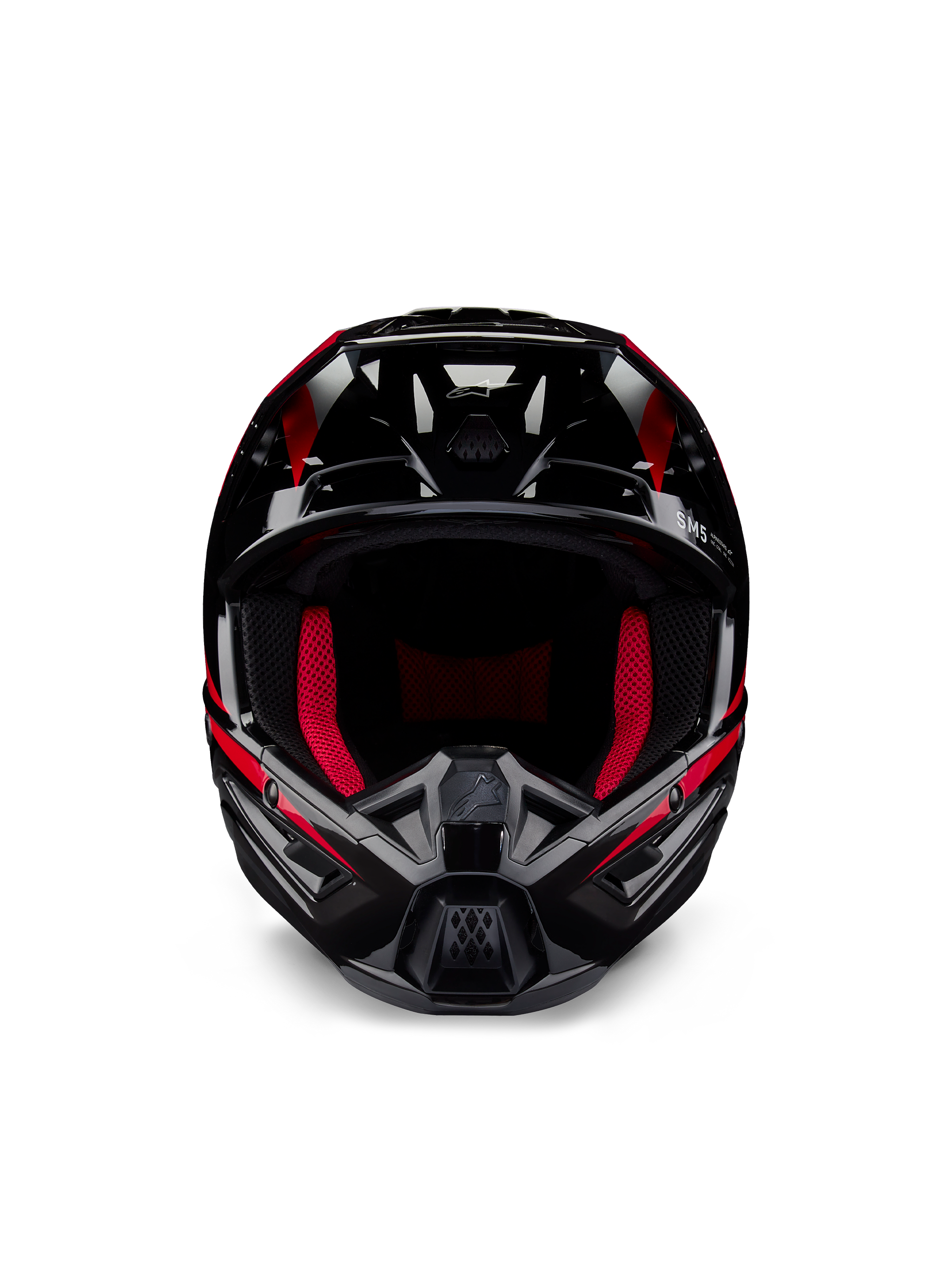 angular motorcycle race helmets L / Black Red Glossy