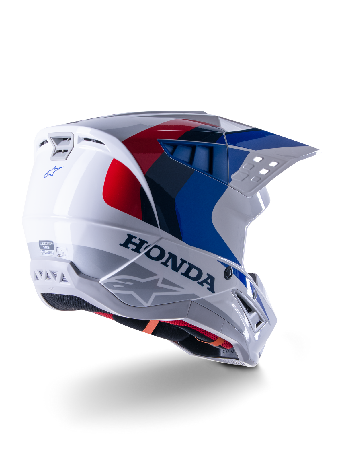 HONDA 半帽ヘルメット ホワイト/レッド Honda SM5 - Red MX Helmet | Alpinestars®