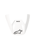 Alpinestars S-M3 Solid ECE06 Visor, White Glossy replacement peak for motocross helmets, featuring black SM3 branding and Alpinestars star logo, angular and aerodynamic design for off-road performance