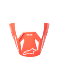 Alpinestars S-M3 Radium Helmet Visor, Motorcycle Racing Helmet Peak, Red Fluo, Glossy Finish, featuring white Alpinestars branding and star logo, angular aerodynamic design for off-road motocross use