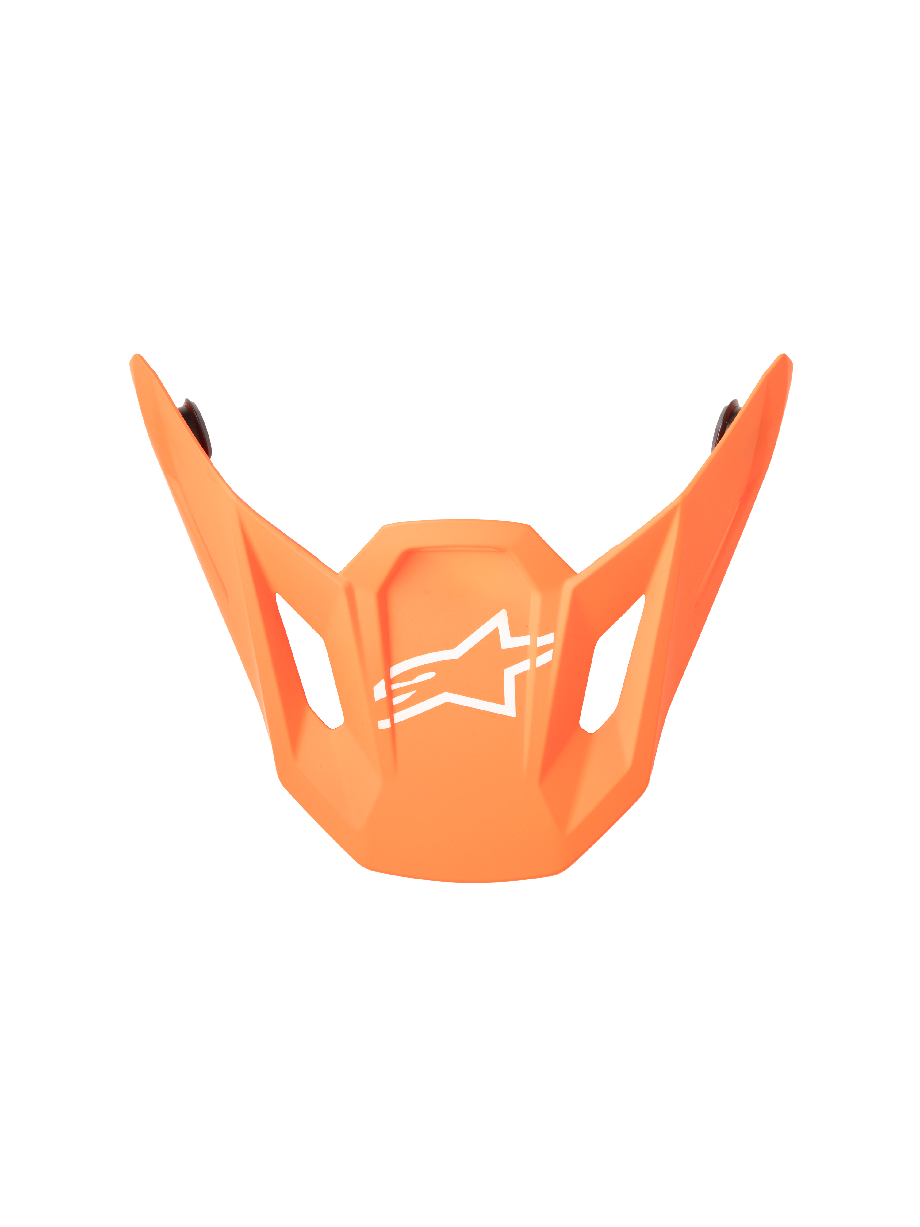 Alpinestars S-M7 Core ECE06 Helmet Visor, Orange Motocross Peak with White Alpinestars Logo, Angular Design with Dual Cutouts, Matte Finish