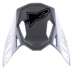 Alpinestars S-M8 Factory Visor, Motocross Helmet Replacement Peak, White with Black Alpinestars logo, glossy finish, aerodynamic design with ventilation cutouts