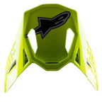 Alpinestars S-M8 Factory Visor, Motocross Helmet Replacement Visor, Bright Yellow Fluo, featuring a large black and grey Alpinestars logo on top, glossy finish with aerodynamic cutouts, snap-on accessory for Supertech M8 helmets