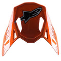 Alpinestars S-M8 Factory Visor, Motocross Helmet Replacement Peak, Glossy Orange with black and grey Astar logo, snap-on helmet accessory for off-road racing