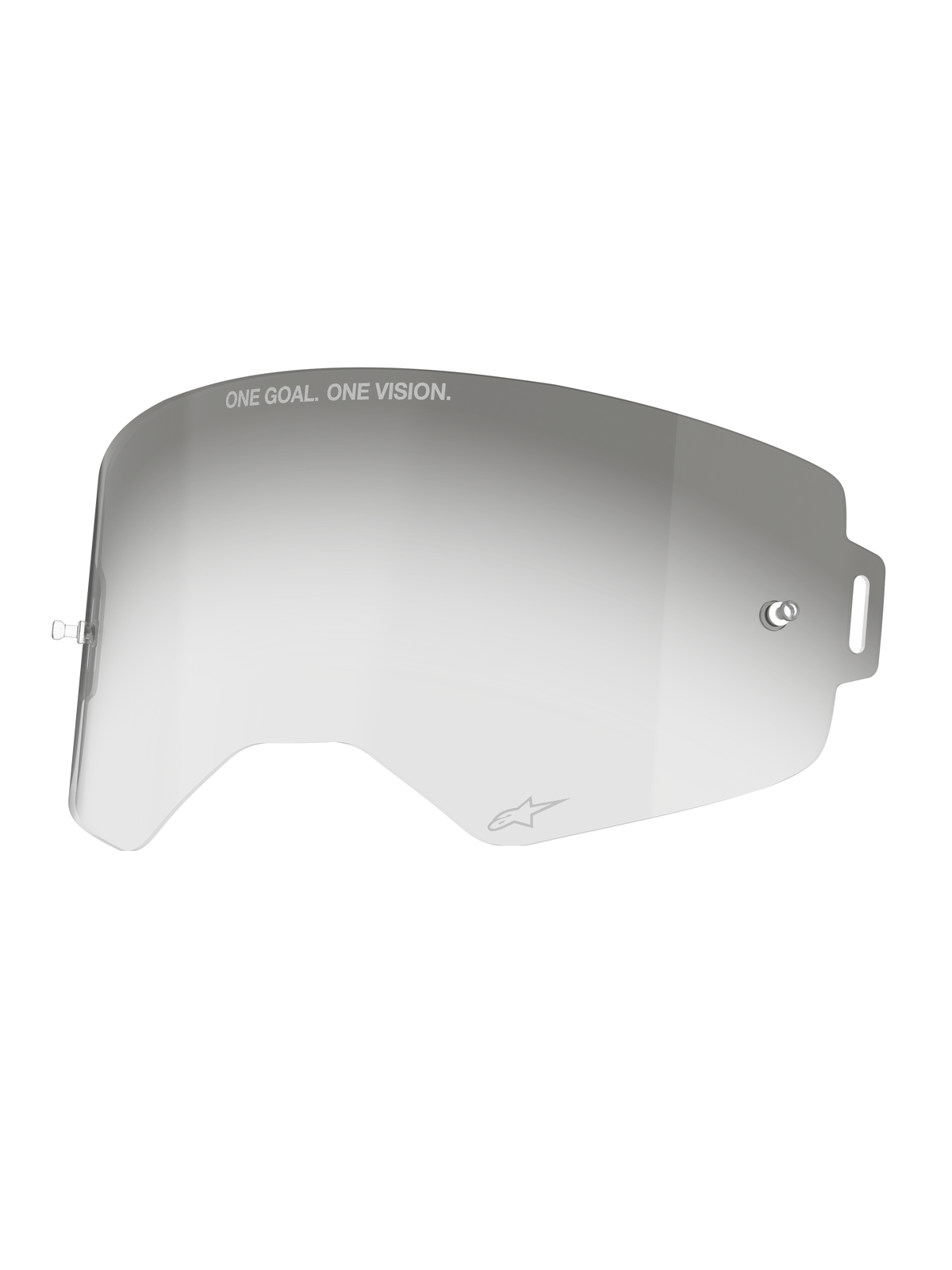 Alpinestars Supertech Photochromic Lens, grey motocross goggle replacement with anti-fog coating and tear-off posts.