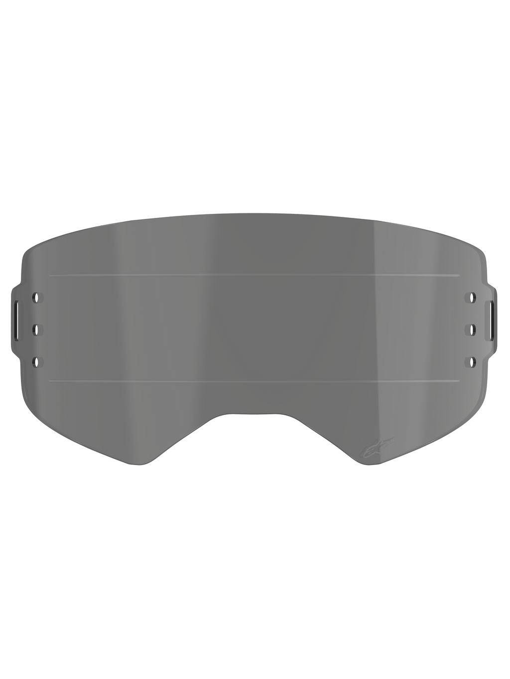 Alpinestars Supertech Roll Off Lens, Goggle Accessory, Smoke tint, features horizontal Glide Lines for smooth film movement, side attachment holes for roll-off system, injection-molded polycarbonate construction
