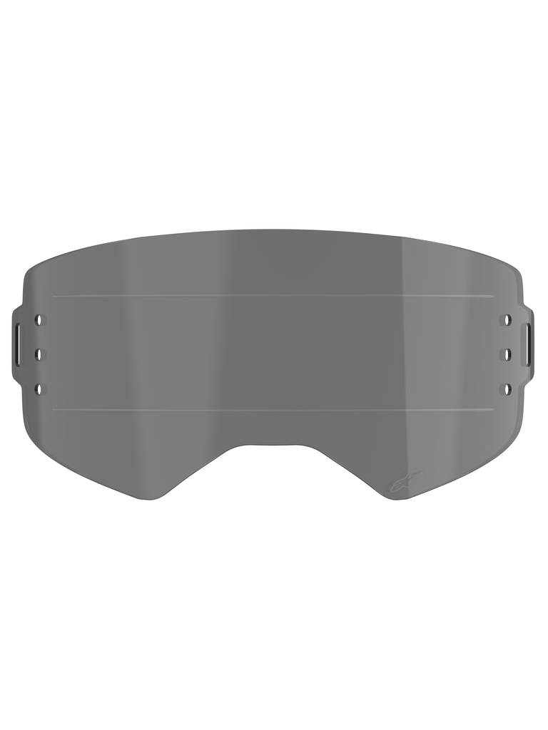 Alpinestars Supertech Roll Off Lens, Goggle Accessory, Smoke tint, features horizontal Glide Lines for smooth film movement, side attachment holes for roll-off system, injection-molded polycarbonate construction