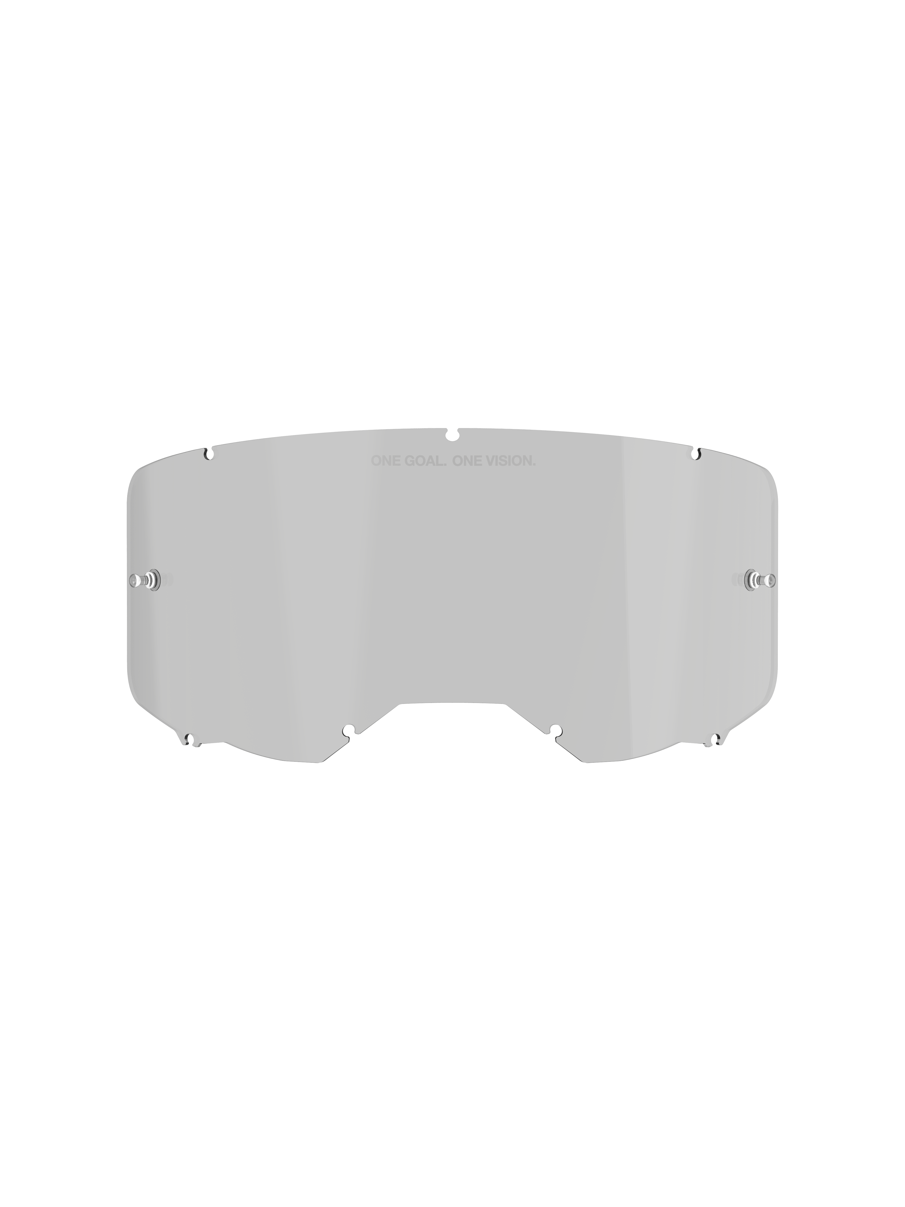 Alpinestars Vision 8-5-3 Smoke Lens, replacement lens for motocross goggles, Medium Smoke tint, polycarbonate construction with anti-fog and hard coat finish, featuring 'One Goal. One Vision.' text at the top