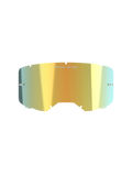 Alpinestars Vision 8-5-3 Mirror Lens, Motocross Goggle Accessory, Mirror Gold, reflective metallic finish with "ONE GOAL. ONE VISION." text, integrated tear-off posts, seven keyhole locking system, high-clarity polycarbonate for off-road racing