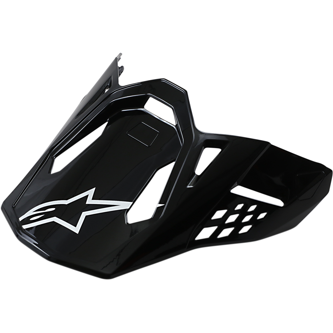 Alpinestars Supertech M10/M8 Visor, Motocross Helmet Visor, Gloss Black with White Star Logo, Aerodynamic Design with Ventilation Cut-Outs