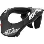 Alpinestars Youth Neck Support, Motocross Neck Brace, Black with White Graphics and Red Tab, Ergonomic Design with Textured Surface, Youth Protection Equipment