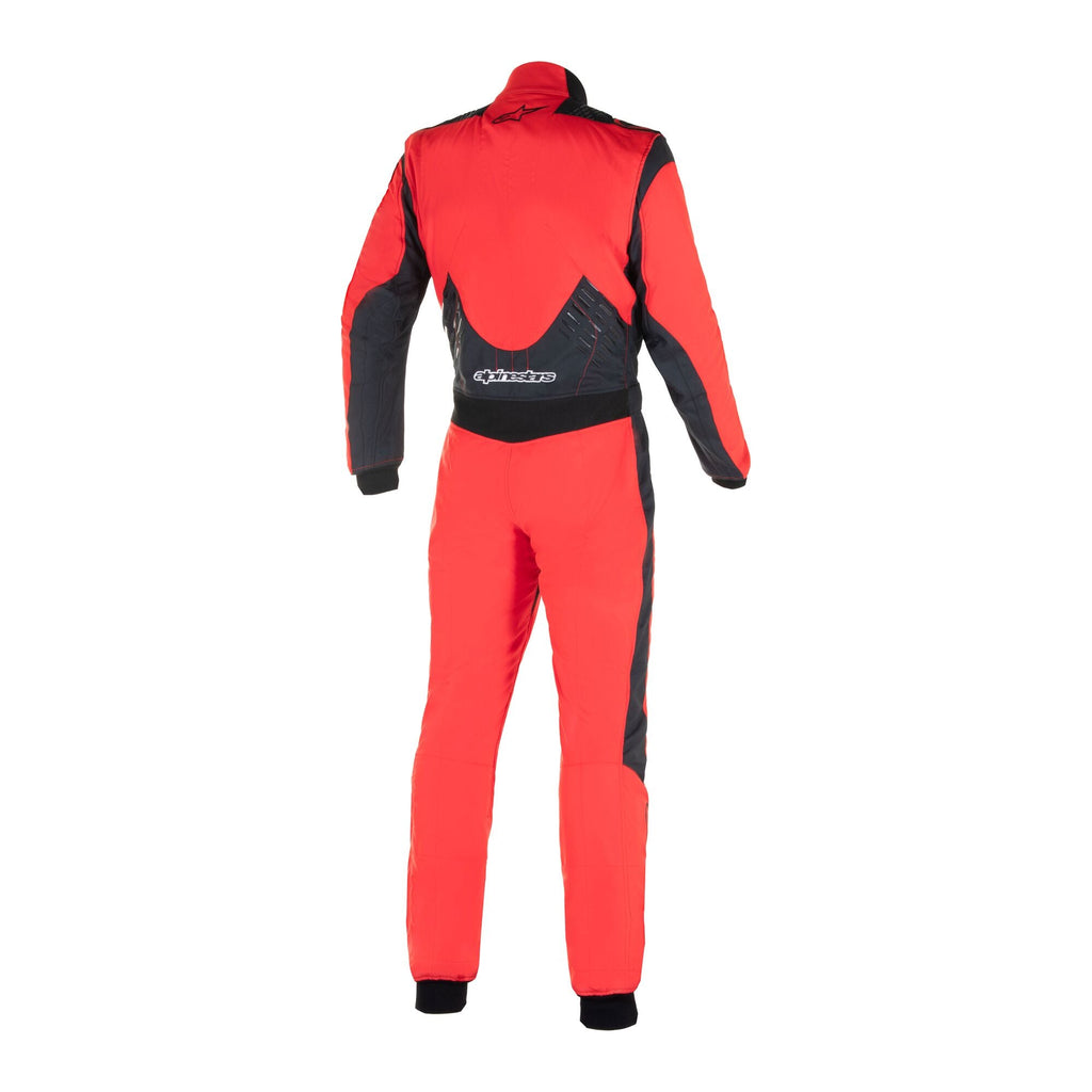 Alpinestars GP Pro Comp V2 Suit - FIA, Auto Racing Suit, Red and Black, rear view showing stretch mesh panels and silicone grip detailing on lower back