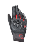 Alpinestars Morph Sport Gloves, Motorcycle Racing and Sport Gloves, Black and Bright Red, featuring MorphTech Weave™ backhand and over-injected knuckle protection, short cuff design with red Alpinestars logo.